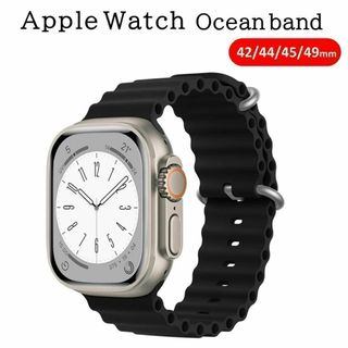 Apple Watch バンド ＃1 ブラック オーシャンバンド L(ラバーベルト)