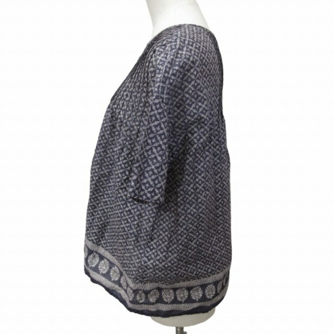 pual ce cin(ピュアルセシン)のピュアルセシン シャツ ブラウス 半袖 ネイビー 紺 約M IBO47 レディースのトップス(シャツ/ブラウス(半袖/袖なし))の商品写真