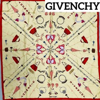 ★GIVENCHY★スカーフ 大判 バッグ 靴 傘 アクセサリー シルク レッド