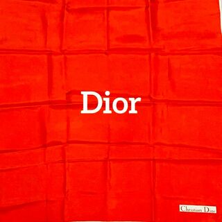クリスチャンディオール(Christian Dior)の★Christian Dior★ スカーフ 無地 レッド ホワイト タグ無し(バンダナ/スカーフ)