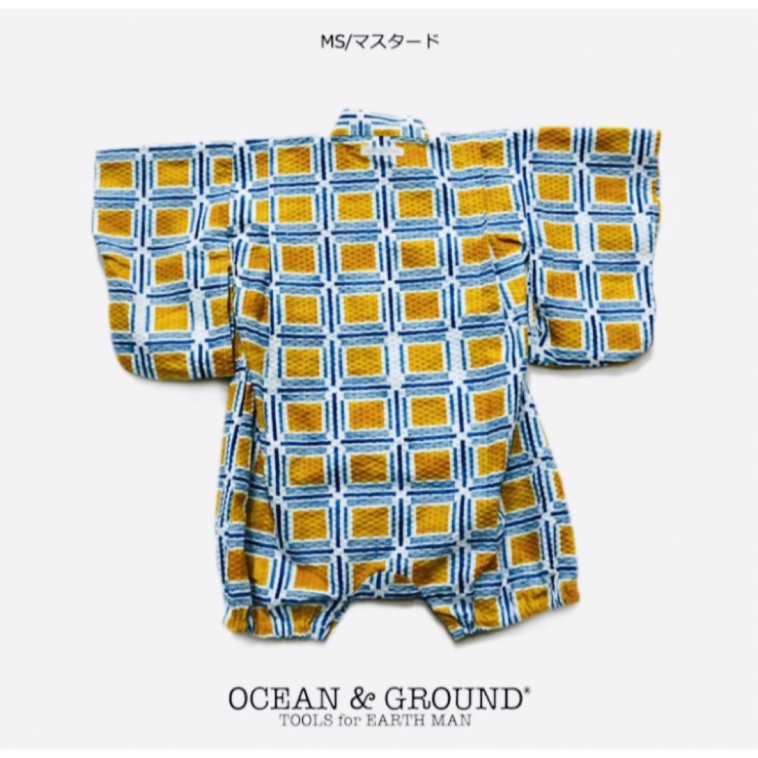 OCEAN&GROUND(オーシャンアンドグラウンド)のオーシャンアンドグラウンド　甚平ロンパース　新品　70 マスタード キッズ/ベビー/マタニティのベビー服(~85cm)(甚平/浴衣)の商品写真