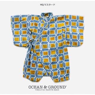 オーシャンアンドグラウンド(OCEAN&GROUND)のオーシャンアンドグラウンド　甚平ロンパース　新品　70 マスタード(甚平/浴衣)