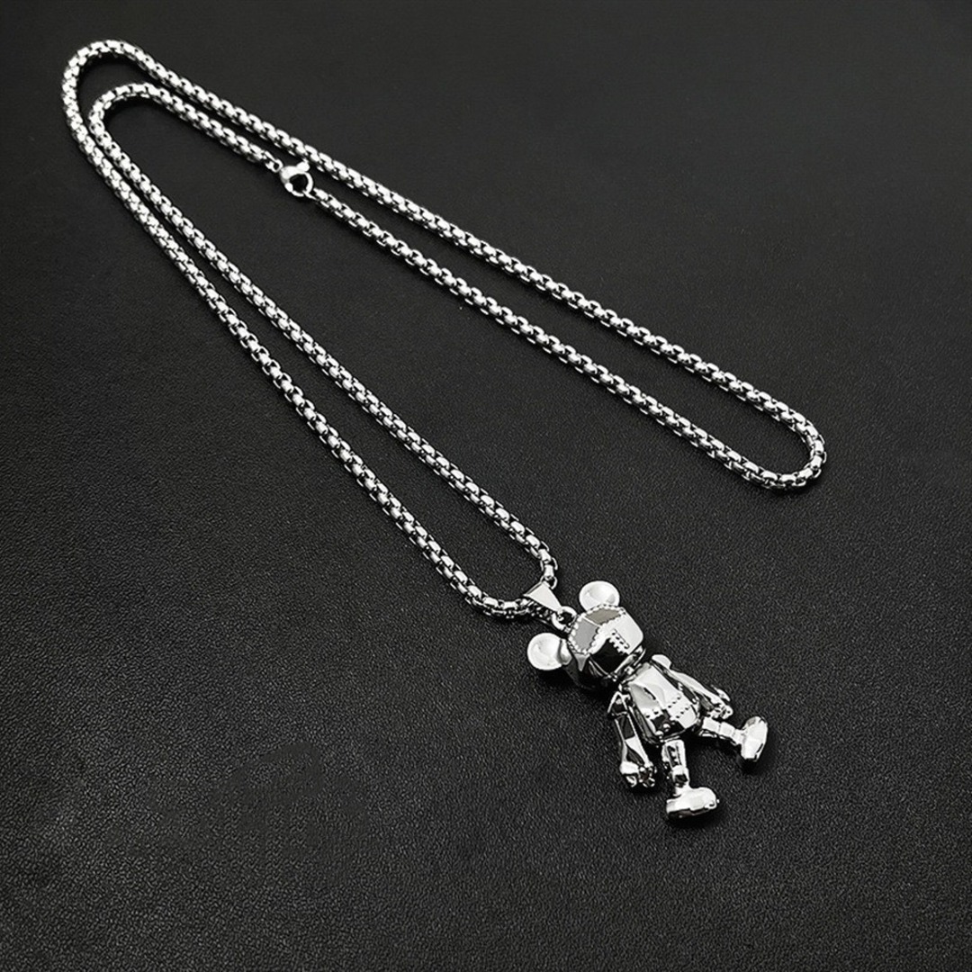 ◇新品◇ メンズ ネックレス ヒップホップ シルバー チタン ストーン