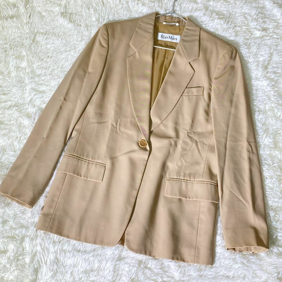 Max Mara(マックスマーラ)のマックスマーラ　セットアップ　ジャケット　パンツ　ベージュ　(L)　白タグ レディースのフォーマル/ドレス(スーツ)の商品写真