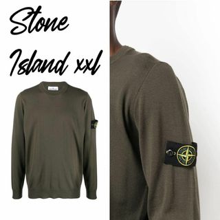 ストーンアイランド(STONE ISLAND)のストーンアイランド クルーネック ニット オリーブ XXLサイズ 510C4(ニット/セーター)