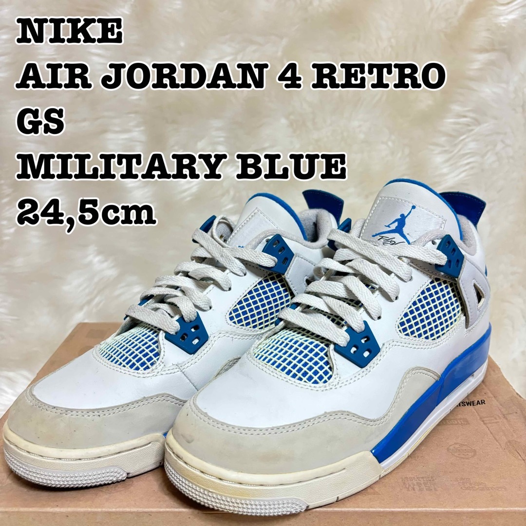 NIKE AIR JORDAN 4 RETRO GS MILITARY BLUE メンズの靴/シューズ(スニーカー)の商品写真