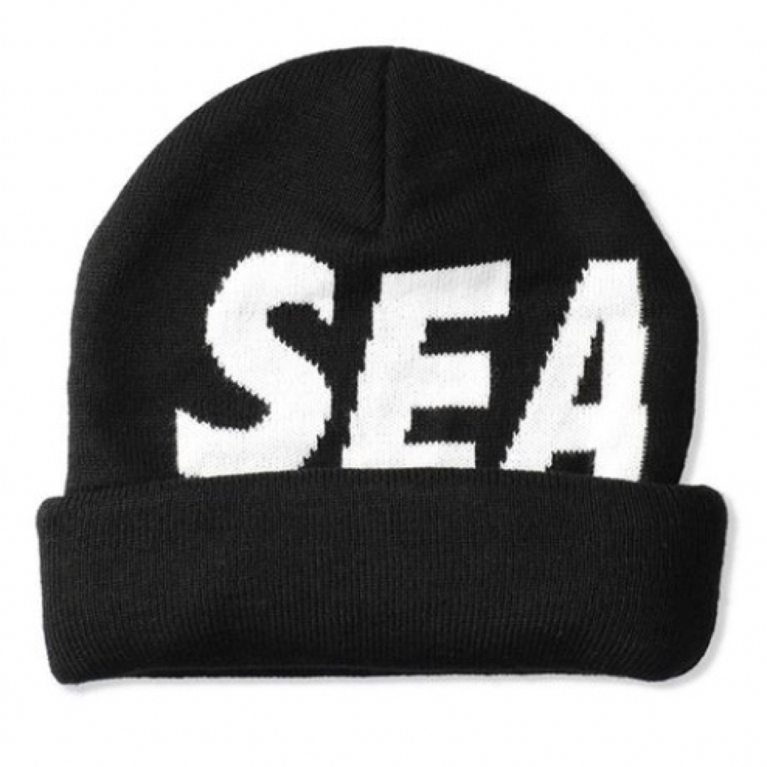 WIND AND SEA(ウィンダンシー)の【WIND AND SEA】新品未使用 ニット帽 ビーニー ブラック ロゴ メンズの帽子(ニット帽/ビーニー)の商品写真