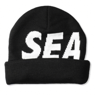 ウィンダンシー(WIND AND SEA)の【WIND AND SEA】新品未使用 ニット帽 ビーニー ブラック ロゴ(ニット帽/ビーニー)