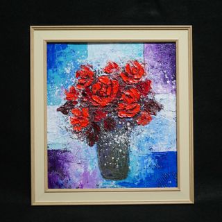 油絵 油彩 油彩画 絵画 絵 【Red rose】(絵画/タペストリー)