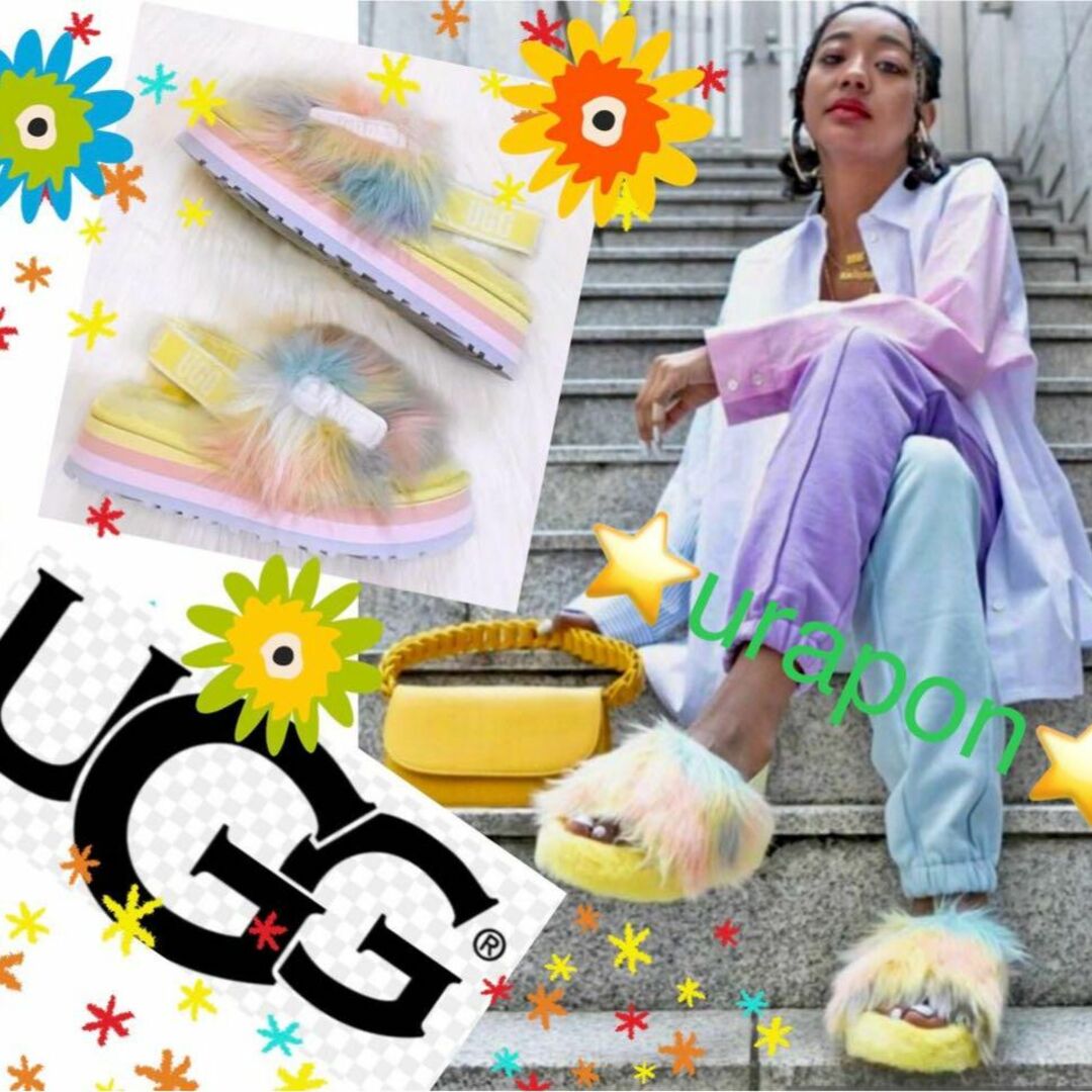 UGG(アグ)の激レア✨超美品✨24～25素足✨UGG✨Disco Slide Tie Dye レディースの靴/シューズ(サンダル)の商品写真