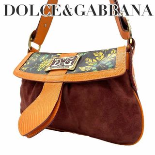 ドルチェアンドガッバーナ(DOLCE&GABBANA)の良品　ドルガバ　s53 肩掛け　ワンショルダーバッグ　スエード　リザードレザー(ショルダーバッグ)