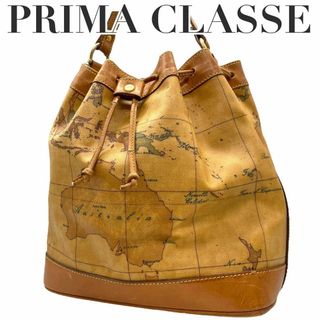 プリマクラッセ(PRIMA CLASSE)の良品　プリマクラッセ　s53 巾着　ショルダーバッグ　レザー　ゴールド金具　地図(ショルダーバッグ)