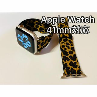 AppleWatch スポーツバンド カジュアルバンド ヒョウ柄 41mm対応(ラバーベルト)