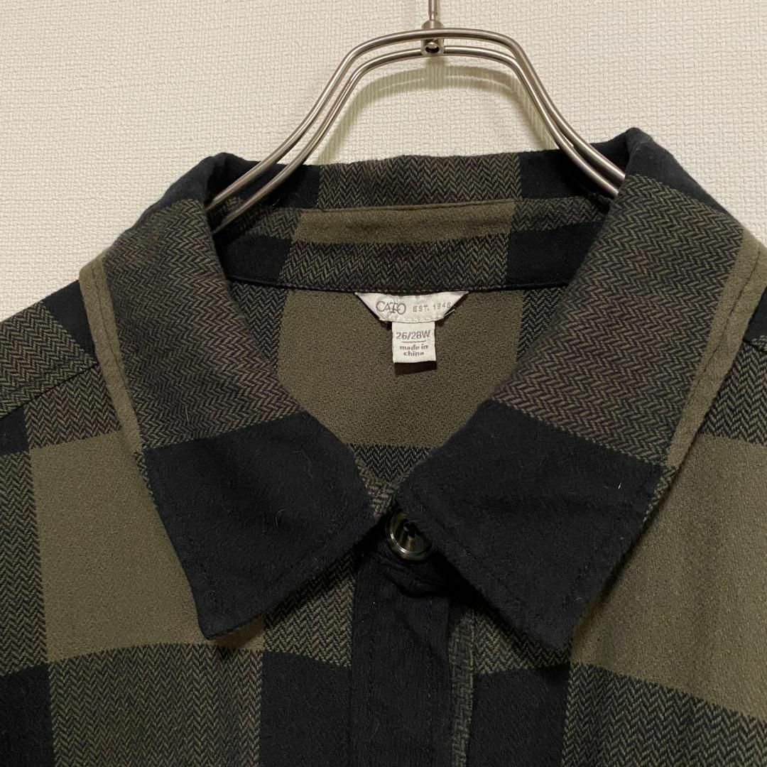 VINTAGE(ヴィンテージ)のアメリカ古着　ネルシャツ　ブロックチェック　長袖　シャツ　フランネルシャツ U5 レディースのトップス(シャツ/ブラウス(長袖/七分))の商品写真