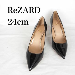 ReZARD*リザード*パンプス*24cm*エナメル黒*M5037(ハイヒール/パンプス)