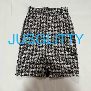 ジャスグリッティー(JUSGLITTY)の極美品✨JUSGLITTY 1 ツイードスカート(ひざ丈スカート)