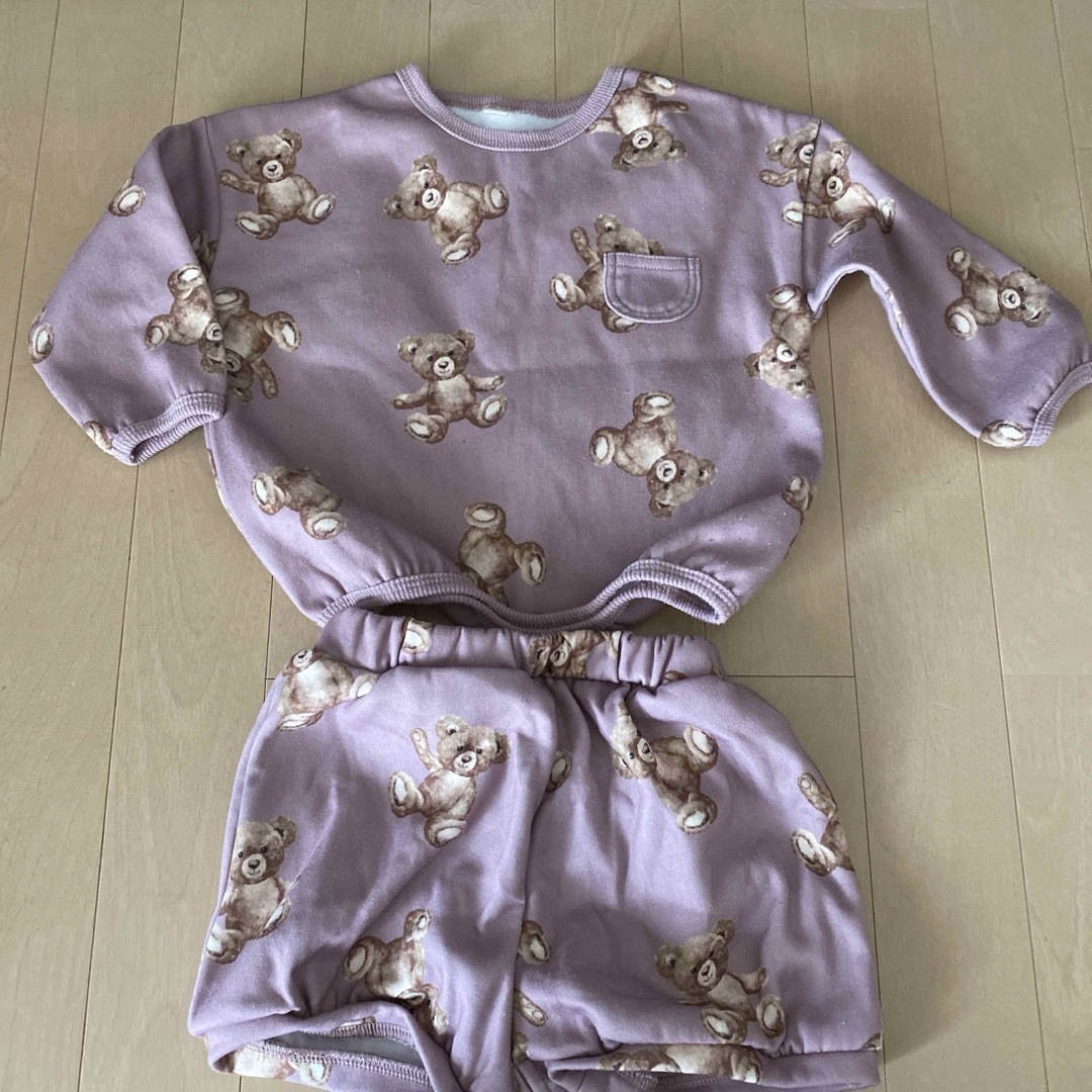 西松屋(ニシマツヤ)の90 くまさんセットアップ キッズ/ベビー/マタニティのキッズ服女の子用(90cm~)(Tシャツ/カットソー)の商品写真