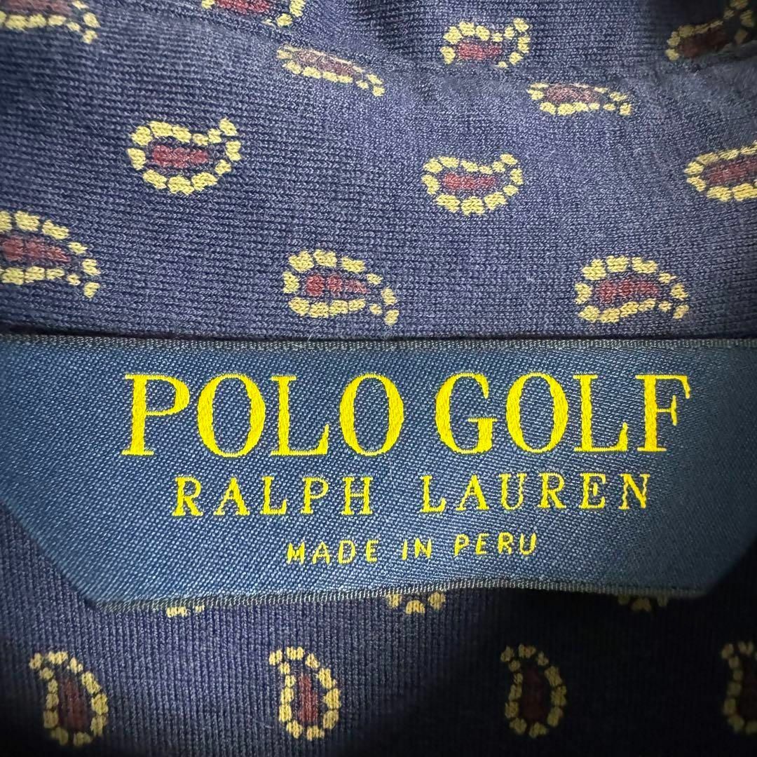 Polo Golf(ポロゴルフ)の【希少デザイン】　ポロゴルフ　ポロシャツ　ペイズリー柄　総柄　ネイビー　Ｌ メンズのトップス(ポロシャツ)の商品写真