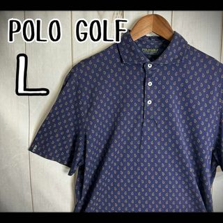 ポロゴルフ(Polo Golf)の【希少デザイン】　ポロゴルフ　ポロシャツ　ペイズリー柄　総柄　ネイビー　Ｌ(ポロシャツ)