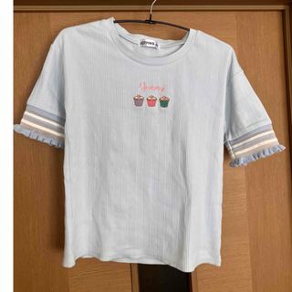 シマムラ(しまむら)のしまむら　飾り袖カットソー(水色) キッズ服140cm 春夏もの(Tシャツ/カットソー)