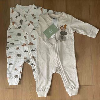 エイチアンドエイチ(H&H)の【新品】H&M ロンパース(チャック) 2枚セット(ロンパース)