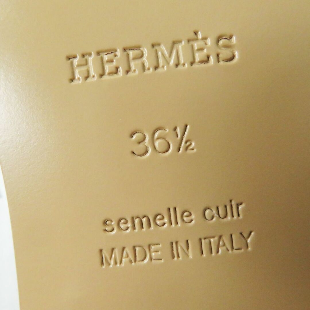 Hermes(エルメス)の未使用品◎定181500円 伊製 エルメス エリゼ 70 コンスタンス レザー パンプス チャンキーヒール ホワイト×ベージュ シルバー金具 36 1／2 レディースの靴/シューズ(ハイヒール/パンプス)の商品写真