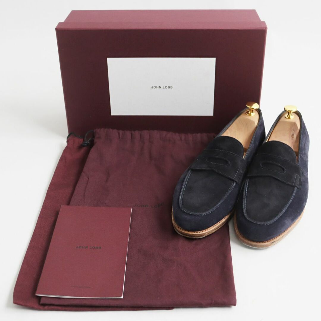 JOHN LOBB(ジョンロブ)の美品●JOHN LOBB ジョンロブ LOPES/ロペス スウェードレザー コインローファー/ペニーシューズ ネイビー×ブラック 7 1/2 イングランド製 メンズの靴/シューズ(その他)の商品写真