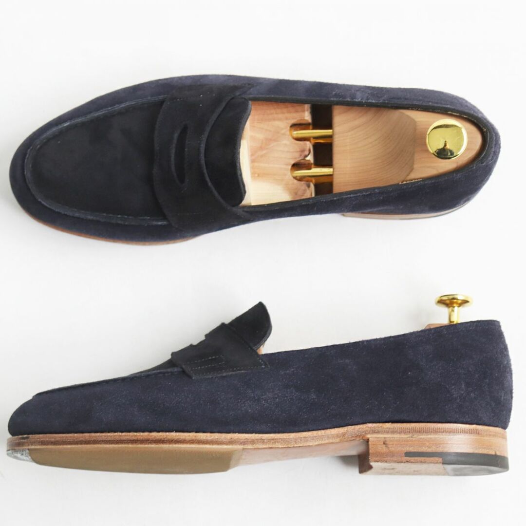 JOHN LOBB(ジョンロブ)の美品●JOHN LOBB ジョンロブ LOPES/ロペス スウェードレザー コインローファー/ペニーシューズ ネイビー×ブラック 7 1/2 イングランド製 メンズの靴/シューズ(その他)の商品写真