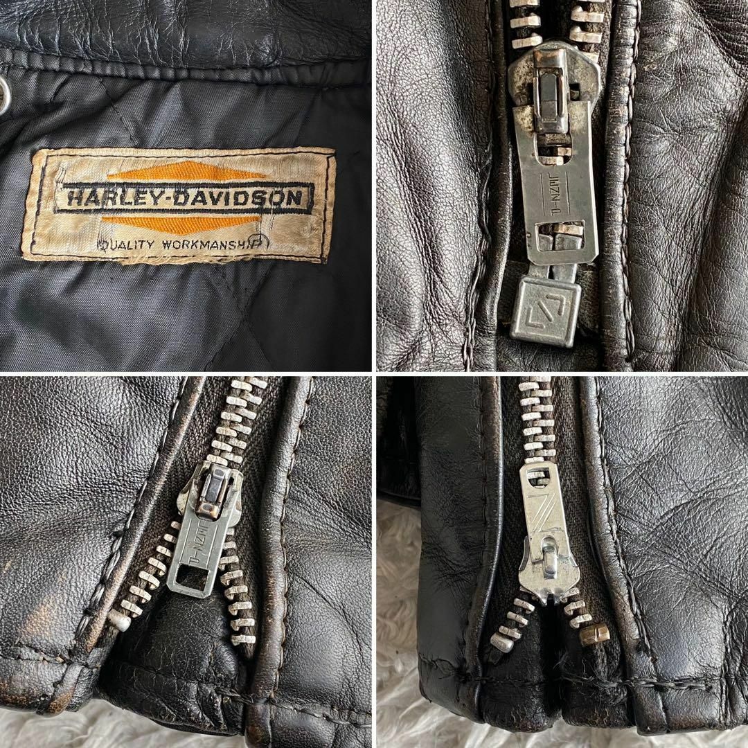 Harley Davidson(ハーレーダビッドソン)の激レア 60s ハーレーダビッドソン ライダース ダブル LENZIP バータグ メンズのジャケット/アウター(ライダースジャケット)の商品写真