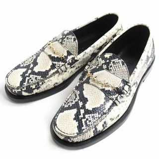 ジミーチュウ(JIMMY CHOO)の未使用品◆JIMMY CHOO ジミーチュウ MOCCA パイソン型押 プリント レザー スターチェーン ローファー/シューズ ベージュ系 39 メンズ 箱付(その他)