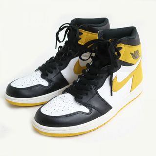 ナイキ(NIKE)の極美◆ナイキ AIR JORDAN 1 エアジョーダン1 レトロ ハイ OG 555088-109 ハイカット レザースニーカー ホワイト×イエロー 28.5cm 箱・紐付(スニーカー)