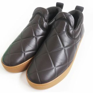 ボッテガヴェネタ(Bottega Veneta)の未使用□ボッテガヴェネタ 639739 The Quilt キルト加工 イントレチャート レザースリッポン/ローカットスニーカー ダークブラウン 39 伊製(スリッポン/モカシン)