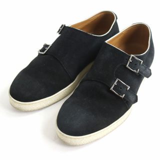 ジョンロブ(JOHN LOBB)の美品◆JOHN LOBB ジョンロブ 0318 HOLME ホルム ダブルモンクストラップ スウェードレザーシューズ/スニーカー ブラック 6 イタリア製(スニーカー)