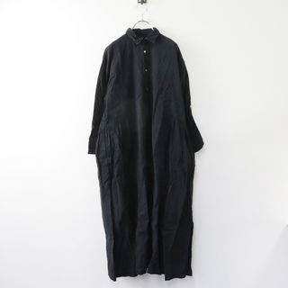 ネストローブ(nest Robe)の2022AW ネストローブ nest Robe UpcycleLino 近江晒 サイドギャザーワンピース F/ブラック ドレス 長袖 ロング シャツ【2400013741460】(その他)