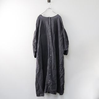 ネストローブ(nest Robe)の2023AW ネストローブ nest Robe リネンピグメントダイ2WAYワンピース F/チャコールグレー ドレス ロング 長袖 タック 【2400013741453】(その他)