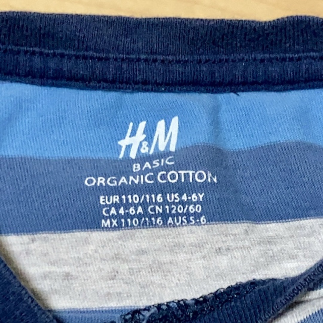H&M(エイチアンドエム)のH&M キッズ長袖Tシャツ　ボーダー　青　サイズ110 キッズ/ベビー/マタニティのキッズ服男の子用(90cm~)(Tシャツ/カットソー)の商品写真