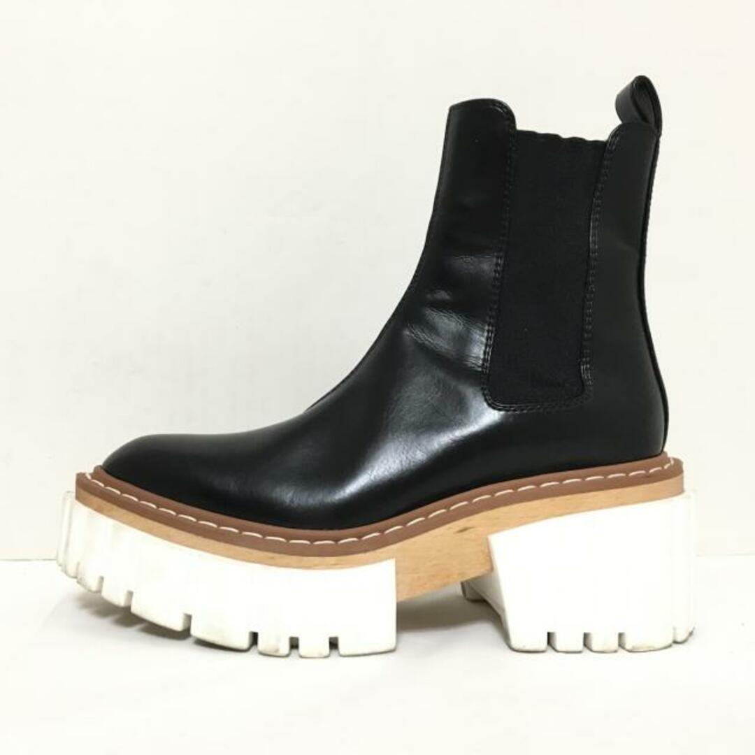 Stella McCartney(ステラマッカートニー)のstellamccartney(ステラマッカートニー) ショートブーツ 36 1/2 レディース - 黒×白×マルチ サイドゴア 合皮×ラバー レディースの靴/シューズ(ブーツ)の商品写真