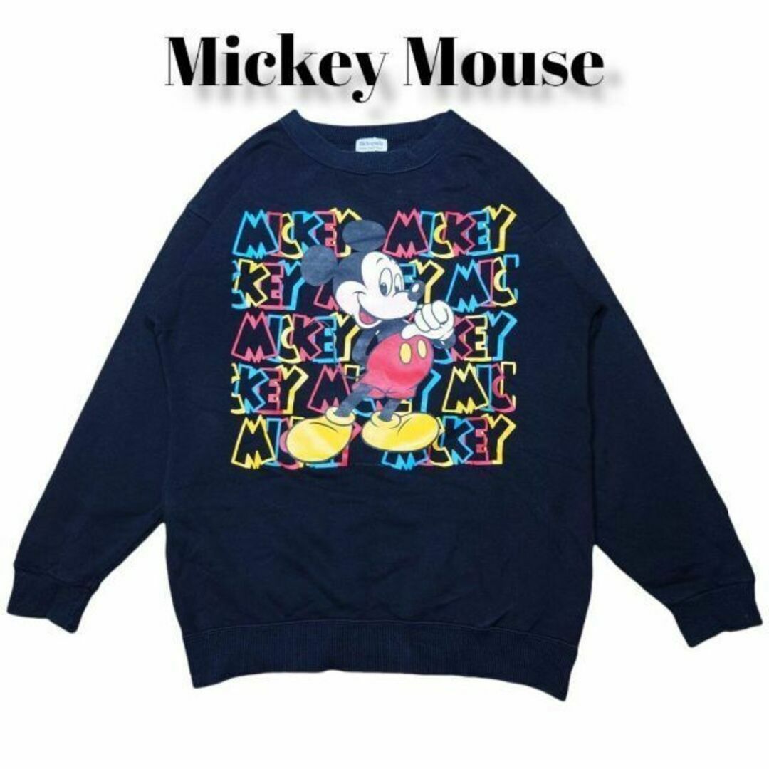 Disney(ディズニー)のMickey Family 両面 ビッグプリント スウェットトレーナー 古着 メンズのトップス(スウェット)の商品写真