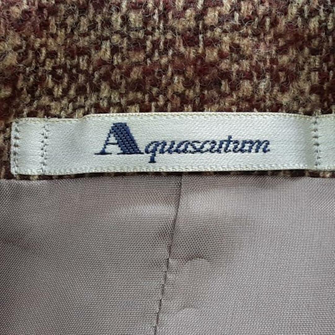 AQUA SCUTUM(アクアスキュータム)のAquascutum(アクアスキュータム) スカートスーツ レディース美品  - ピンクベージュ×ボルドー×ブラウン ツイード レディースのフォーマル/ドレス(スーツ)の商品写真