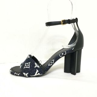 ルイヴィトン(LOUIS VUITTON)のLOUIS VUITTON(ルイヴィトン) サンダル 36 1/2 レディース シルエット・ライン サンダル ダークネイビー×白×黒 日本限定 モノグラムデニム×レザー	(サンダル)