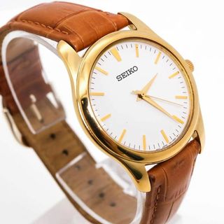 セイコー(SEIKO)の《人気》SEIKO 腕時計 ホワイト レザー メンズ クォーツ メンズ s(腕時計(アナログ))