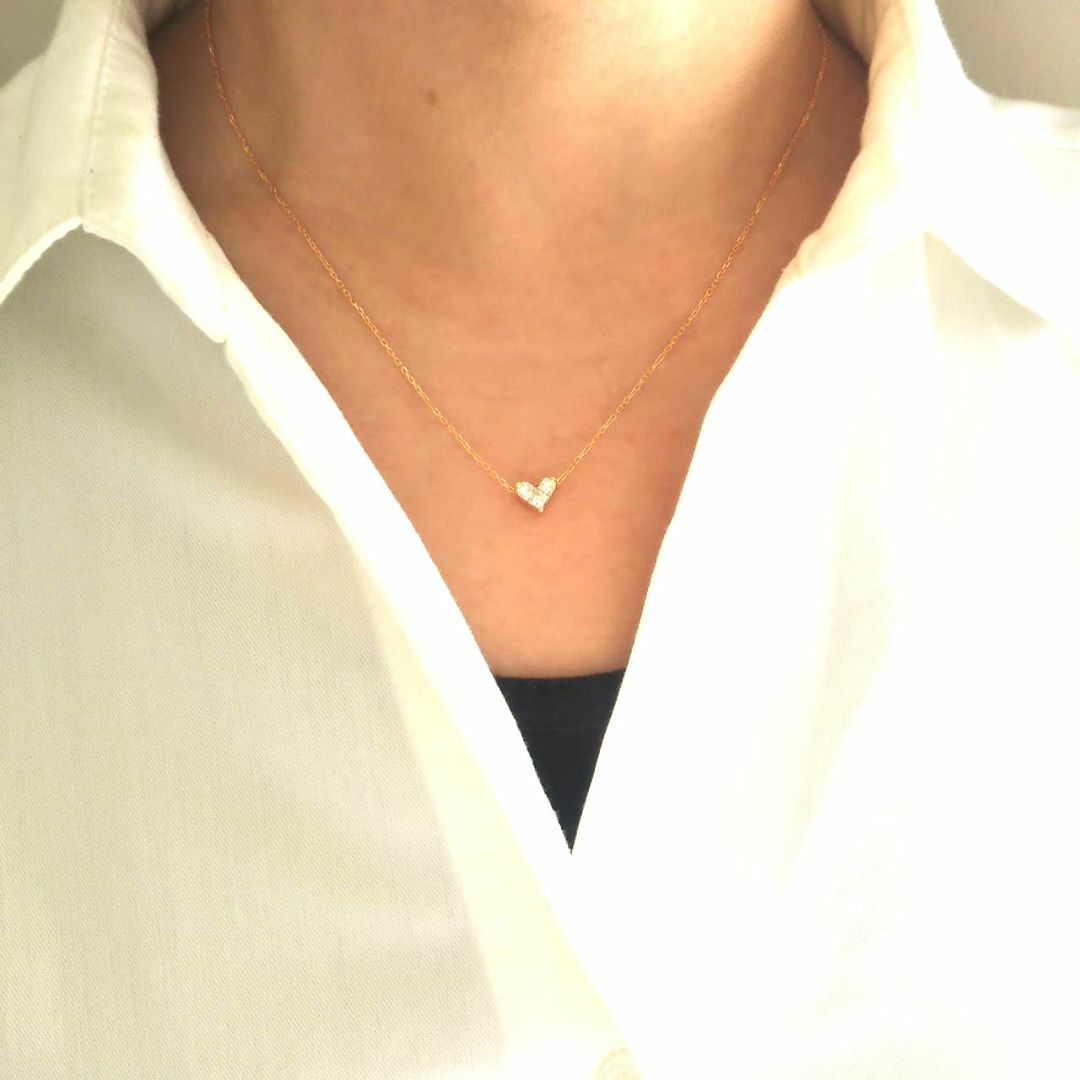 K18ハートダイヤモンドネックレス レディースのアクセサリー(ネックレス)の商品写真
