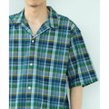 【BLUE】BEAMS / ルーズフィット チェック オープンカラーシャツ