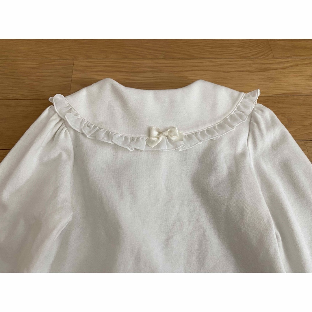 Shirley Temple(シャーリーテンプル)のシャーリーテンプル　ブラウス　120 ホワイト　長袖　襟　リボン　綿100% キッズ/ベビー/マタニティのキッズ服女の子用(90cm~)(ブラウス)の商品写真