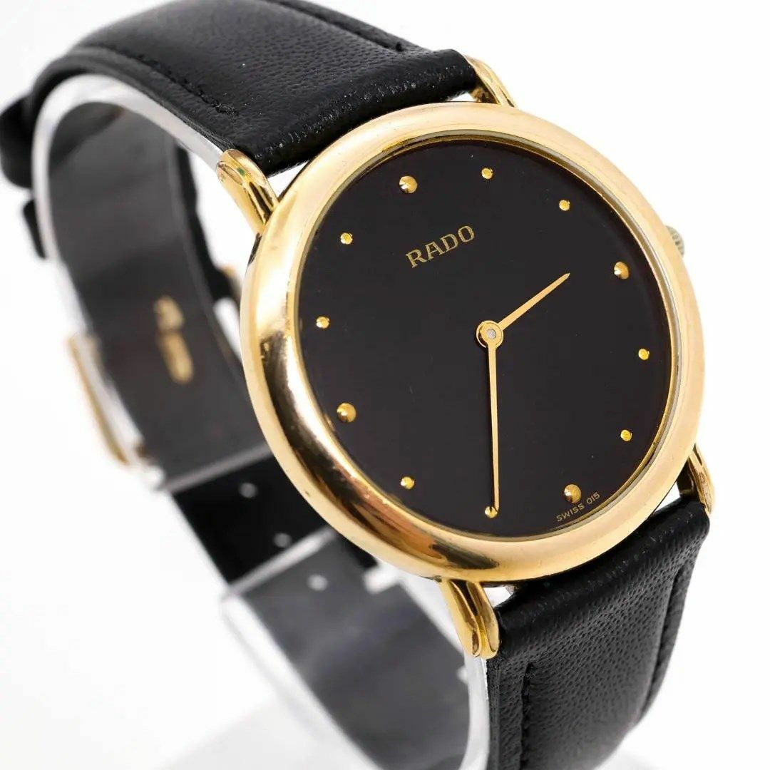 RADO(ラドー)の《希少》RADO 腕時計 ブラック クォーツ ヴィンテージ 新品ベルト q メンズの時計(腕時計(アナログ))の商品写真