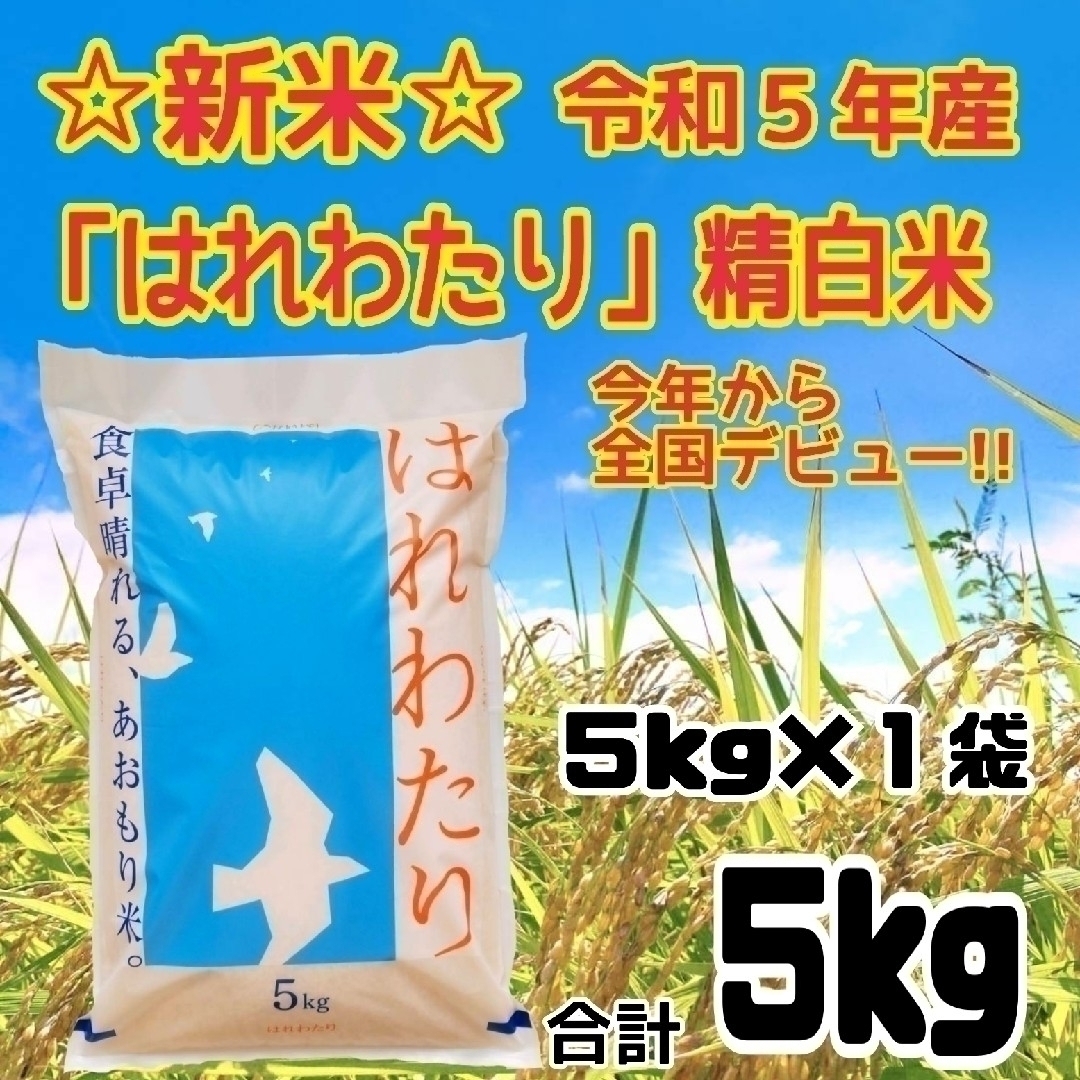 ☆新米☆令和５年産★青森県産はれわたり★精白米★５kg×１袋★合計５kg★送料込 食品/飲料/酒の食品(米/穀物)の商品写真