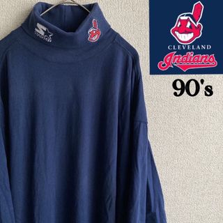 スターター(STARTER)の90s STARTER インディアンズ　タートルネック　ロンT XL MLB (Tシャツ/カットソー(七分/長袖))