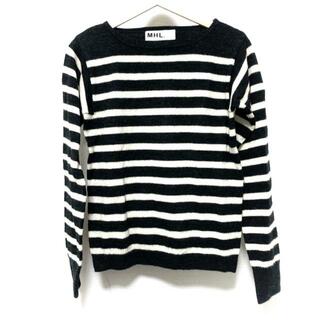 MHL.(エムエイチエル) 長袖セーター サイズ2 M レディース美品  - 白×黒 クルーネック/ボーダー(ニット/セーター)