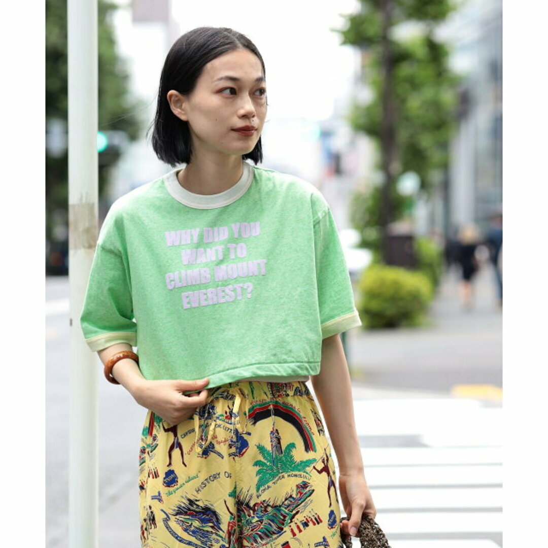 BEAMS BOY(ビームスボーイ)の【GREEN】BEAMS BOY / プリント リンガー Tシャツ レディースのトップス(カットソー(長袖/七分))の商品写真