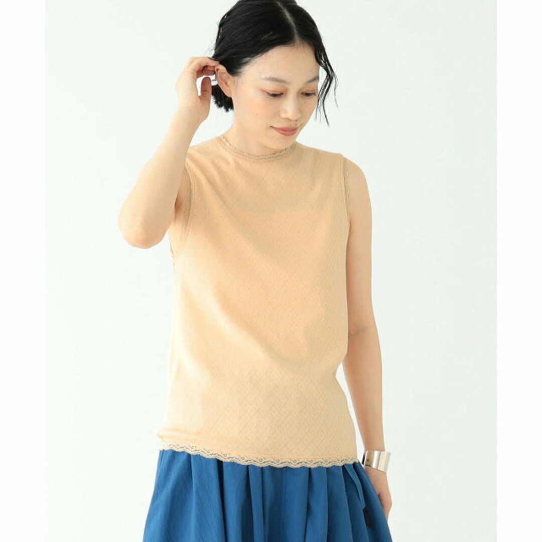 BEAMS BOY(ビームスボーイ)の【APRICOT】BEAMS BOY / パターン メッシュ ノースリーブ レディースのトップス(カットソー(長袖/七分))の商品写真